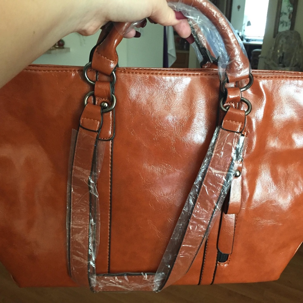 Tan faux leather hand bag Brand New